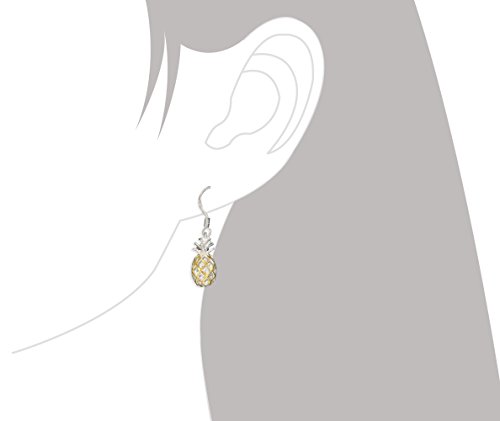 Sterling Silver With Yellow Gold Tone Accents Pineapple Dangle Earrings #TOP2