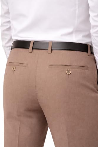 Image of DENRO Men's Slim Fit Cotton Stretch Trousers | Smart Casual & Workwear Pants for Office Use | 98% Cotton 2% Spandex Fabric | Mid-Rise Tailored Fit | Sizes 28-38