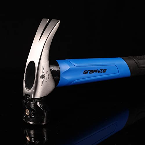 REAL STEEL Martelo emoldurado com cabeça moída magnética de grafite de 650 g com garra reta 0503