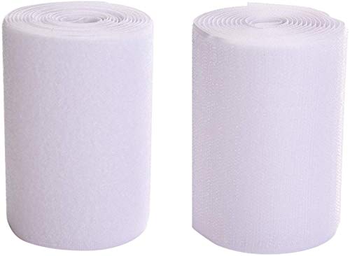 4'' Width x 3Meters Length White Sew On Hook and Loop Tape Fastening Nylon Fabric Tape (White, 4 Inch x 3 Meters)