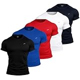 SPORTRETCH Pack de 5 Playeras Deportivas para Hombre - Cuello Redondo, Confort y Estilo - Ideal para Gimnasio, Running y...
