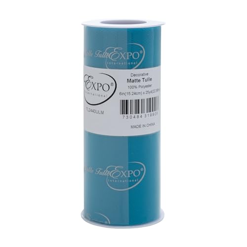 Image of Expo International Decorative Matte Tulle, Roll /Spool of 6 Inch x 25 Yards (Pack of 1), Polyester-Made Tulle Fabric, Matte Finish, Lightweight, Versatile, Washable, Easy-to-Use, Ultra Marine