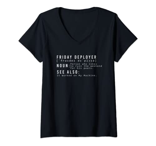 Femme DevOps funny Dictonary Entry how all nighter T-Shirt avec Col en V