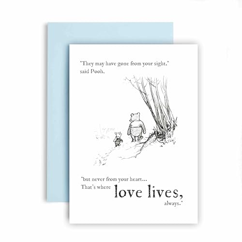 Huxters Sympathy Card Pooh and Piglet Loss and Remembrance Never from Your Heart Sorry for Your Loss Thinking of You Condolences (Heart)