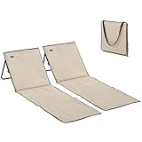 Outsunny Lot de 2 Tapis de Plage rembourré   Matelas de Plage   Dossier inclinable Multi Positions   Sac de Transport Inclus   métal Polyester Beige