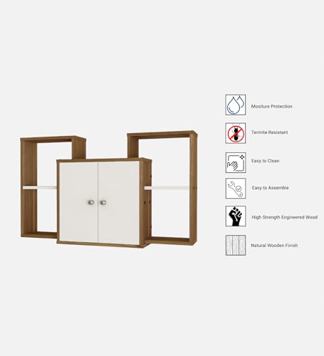 Image of WYDE Multipurpose Modular Wall Racks /Shelves /Organiser /Decor Particle Board Wall Shelf (Number of Shelves - 4, Beige, White)