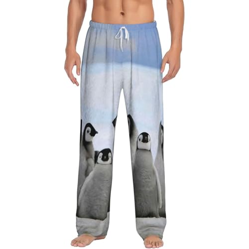 Pantalon de pyjama polaire homme avec poches micropolaire imprimé pingouins