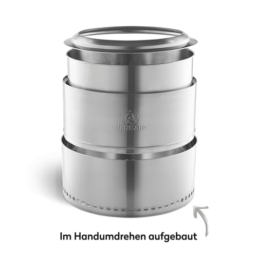BURNHARD Feuerschale Edelstahl 50 cm, inkl. Aufbewahrungstasche, Feuertonne, Feuerkorb, raucharme Sekundär-Verbrennung, langlebig & mobil für Garten, Terrasse & Balkon – Bild 4