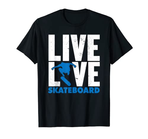 Divertido Live Love Skateboard gráfico para niños y hombres Skater Camiseta