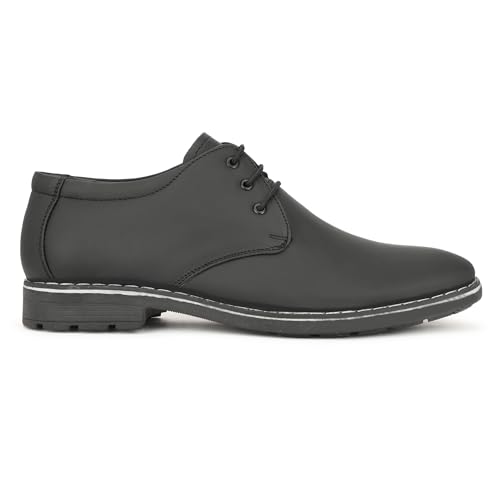 Image of Leatherful Formal Lace-up Derby Shoes for Men | Full Grain Leather | TPR Sole & Nappa Lining | Office, Party, All Occassion | Genuine Leather | Smart Casual - YKDB020BL1S-06