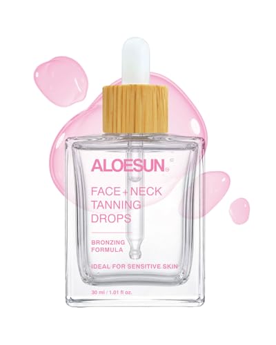 ALOESUN Self Tanning Drops for Face & Body - Gradual Self Tanner Drops - Sunless Tanning - Streak-Free Bronzing - Hyaluronic Acid & Vitamin E - Vegan & Cruelty Free - Non-Comedogenic - 1.01 fl oz