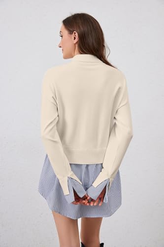 Image of Women Asymmetrical Patchwork Sweaters Slit Turtleneck Pullover Sweater Dress 2 in 1 Sweater Shirt Tunic Sweater Tops