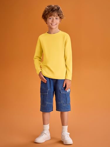 Image of Haloumoning Kids Boys Long Sleeve Crewneck T-Shirts Tee Tops 5-14 Years