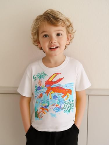Image of AIWUHE Toddler T Shirts Cotton Summer Tshirts Boys Girls Short Sleeve Tee Tops Casual Graphic Clothes Crew Neck Shirts 2-6Y