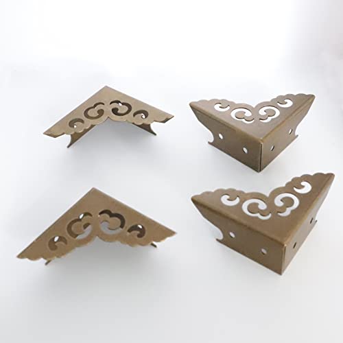 Image of Metal Corner Guard Zinc Alloy Box Corner Protector Decorative Edge Cover Safety Guard Cabinet Furniture Corner Metal Bumpers Pack of 4