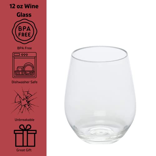 D'eco Unbreakable Stemless Wine Glasses, 18Oz- 100% Tritan - Shatterproof, Reusable, Dishwasher Safe Drink Glassware (Set Of 4) - Indoor Outdoor Drinkware - Great Holiday, Housewarming & Wedding Gift #TOP3
