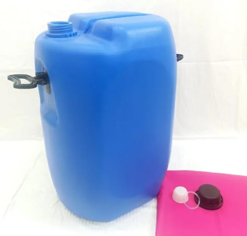 Image of Patel Enterprise 50 Liter HDPE Plastic Gallon Jerry Can - Water and Chemical Storage Container With Sealed Cap - Refillable Blue PVC Drum (Pack of 1)