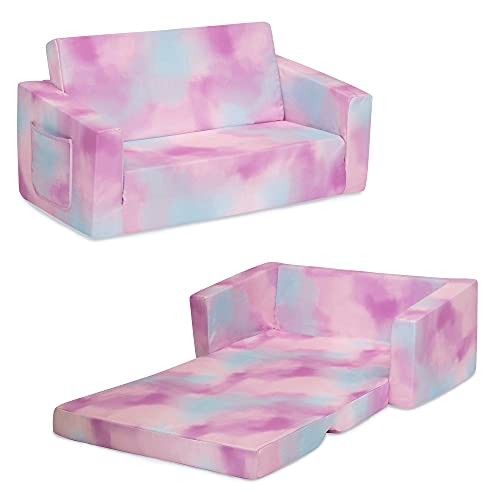 Delta Children Cozee Flip-Out 2-In-1 Convertible Sofa To Lounger For Kids, Pink Tie Dye #TOP1