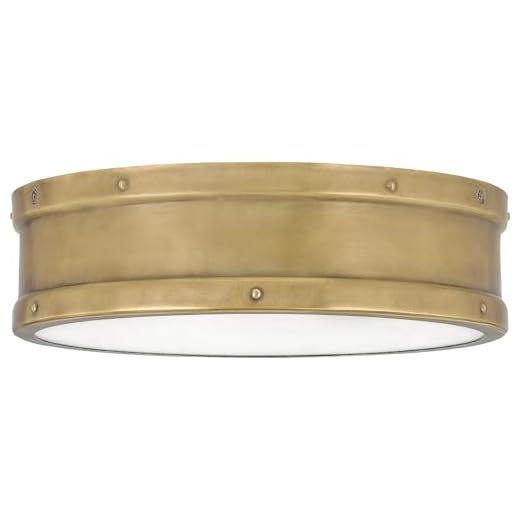 Quoizel QF5224WS Ahoy Drum LED Flush Mount Ceiling Light, 25 Watt, Weathered Brass