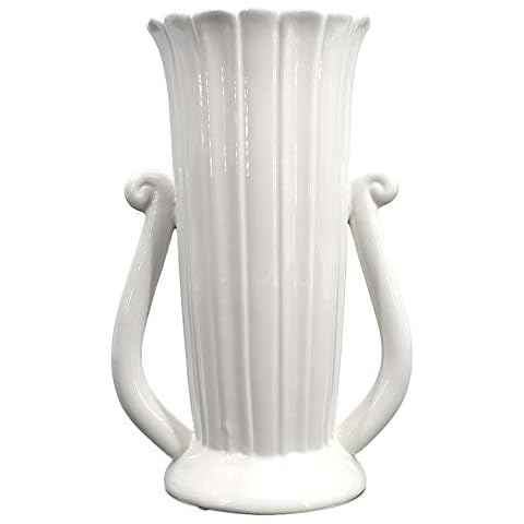 Bicrops 11.8 Inch Modern White Ceramic Vases Double Handle Design for Home Office Wedding Ceremony (11.8 inch, White) Cover