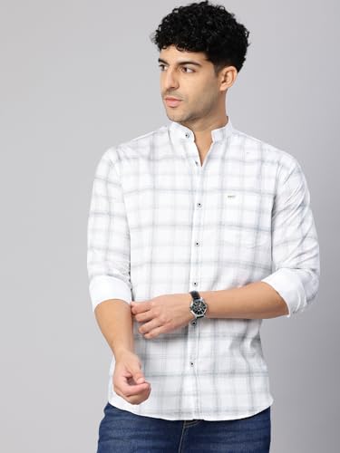 Image of Majestic Man Men's Pure Cotton Mandarin Collar Slim Fit Casual Shirt