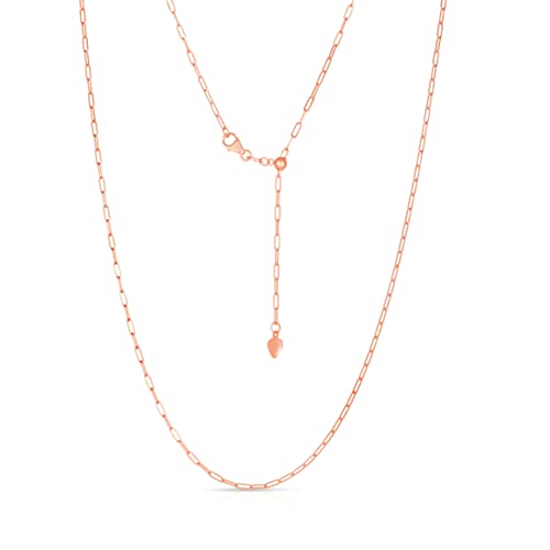 Floreo 14k Fine Gold 1.5mm Adjustable Solid Paperclip Necklace, 22 Inch