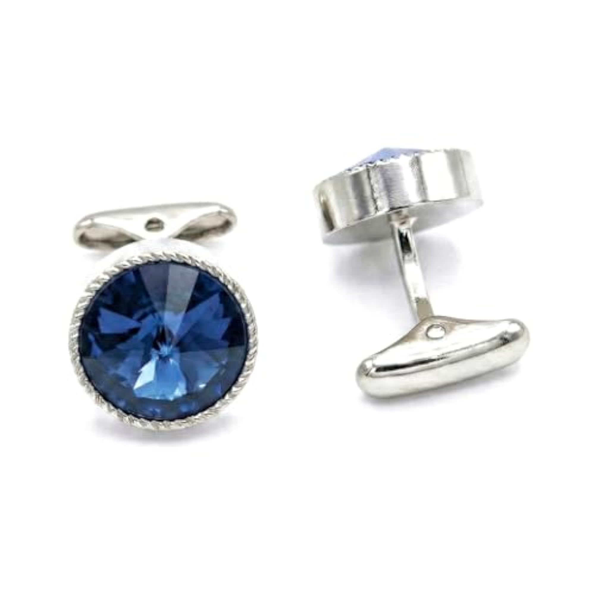 Crystal Metal Cufflinks for Men, Elegant Round Accessories