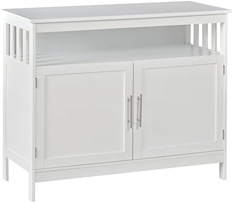 HOMCOM Kitchen Console Table/Buffet Sideboard/Wooden Storage Table with 2-Level Cabinet and Open Shelf, White