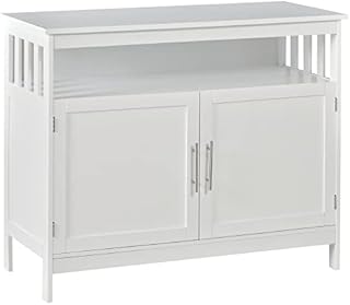 HOMCOM Kitchen Console Table/Buffet Sideboard/Wooden Storage Table with 2-Level Cabinet and Open Shelf, White