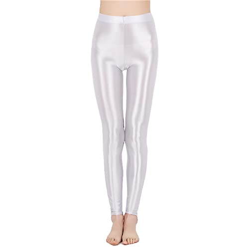 Image of cloudmall Women Sexy Semi Opaque Pantyhose Running Tights Yoga Leggings Oil Shiny Stocking