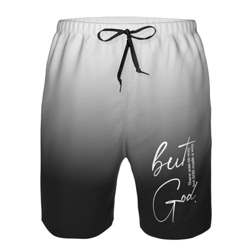 Christian Religious Faith Bible Verse Men's Casual Board Shorts - Elastic Waist Drawstring Swim Trunks,4