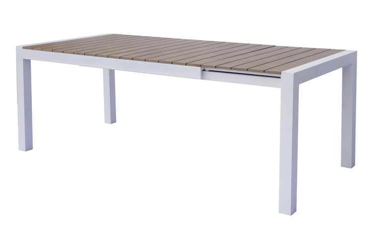 Gruppo Maruccia - Mesa de jardín de aluminio y madera resinada - Extensible de 160 a 210 cm - Resistente a los agentes atmosféricos - Decoración Ville, Resort, Casa (blanco)
