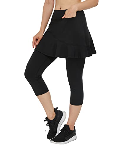 Cityoung-Women-Skorts-Pants-Capri-with-Attached-Skirt-Golf-Skirted-Leggings-Skirts-with-Leggings-Pockets-Workout