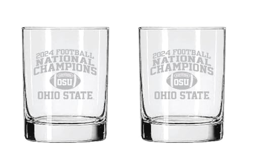 Ohio State Buckeyes 2024 National Champions Rock Glass Set of 2 14oz