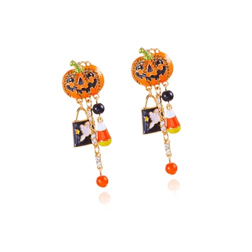 Unique Halloween Themed Earrings with Playful Pumpkin Charm Tiny Alloy for Casual Celebrations Halloween Party Jewelry