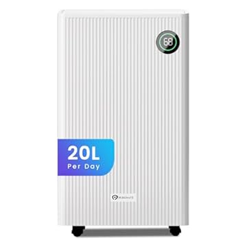 PureMate 20L Dehumidifier with Humidity Sensor & Indicator, Energy Efficient & Laundry Mode, 5.5L Water Tank, Continuous Drain, 24Hr Timer & Carbon Air Filter, Ideal for Damp, Mould & Moisture in Home