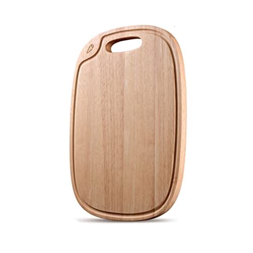 AOFCESQY Tabla de Cortar Tabla de Cortar de Madera para Cocina, Tabla de Cortar de Doble Cara con Asas, Tabla de Cortar Ovalada con Ranura para jugos para Carne