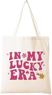 LIBIHUA Birthday Christmas Gift,Lucky Gifts,Luck Charm Shoulder Bag Shopping Tote Bag,Shamrock,Luck Era,Pride Shamrock,St Patricks Day Present,In My Lucky Era