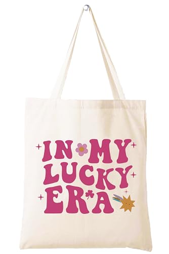 LIBIHUA Birthday Christmas Gift,Lucky Gifts,Luck Charm Shoulder Bag Shopping Tote Bag,Shamrock,Luck Era,Pride Shamrock,St Patricks Day Present,In My Lucky Era