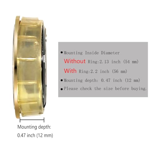 HILLHOME Mini Clock Insert 2.4 Inch (61 mm) Round Quartz Clock Fit-up Movement Miniature White Dial Gold Tone Bezel Roman Numerals (Gold)