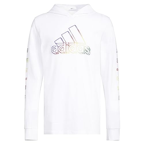 adidas Boys' Long Sleeve Cotton Logo Hooded T-Shirt