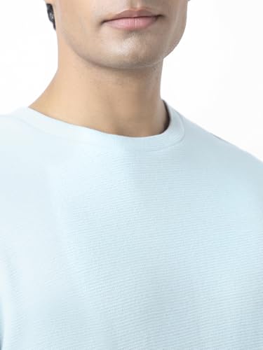 Image of Urbano Fashion Men's Textured Round Neck Oversized Full Sleeve Cotton T-Shirt