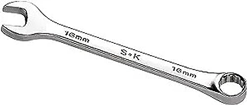 SK Professional Tools 88519 12-Point Metric Wrench - Long, 19 mm Combination Chrome Wrench with SuperKrome Finish, Made in USA