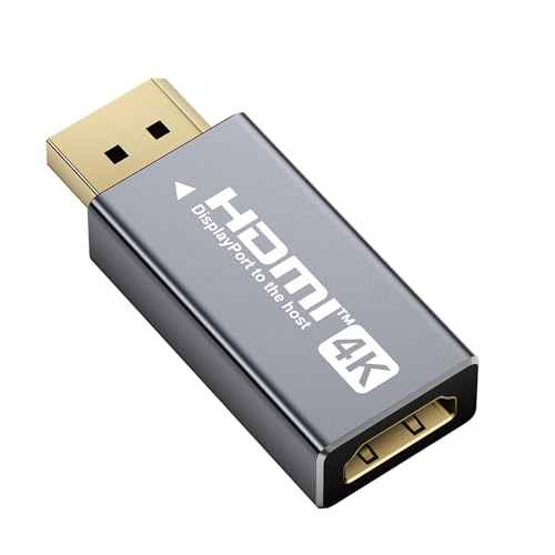 DisplayPort to HDMI Adapter 4K@60Hz, Unidirectional DP Male to HDMI Female, Supports 4K@60Hz YCbCr, 4K@30Hz 2K@60Hz 1080P@120Hz G-Sync FreeSync, Compatible with PC, AMD nVidia Intel Graphics
