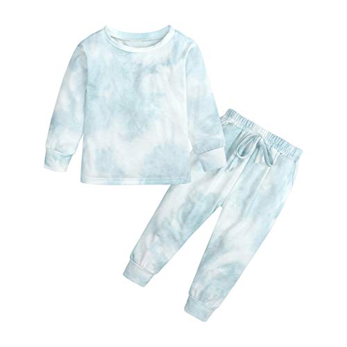 Image of 2Pcs Kids Girls Tie Dye Sweatsuit Child Cotton Long Sleeve Outfits Set Sport Tracksuit Tops + Sweatpants