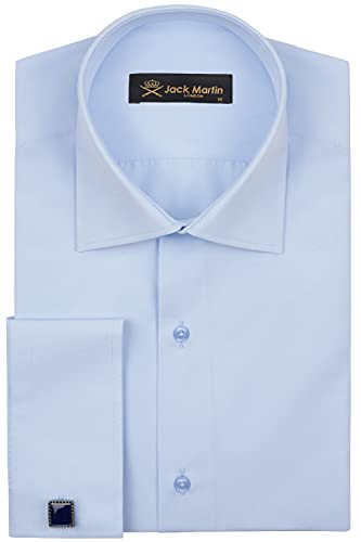 Jack Martin Herren Hemden mit Manschettenknöpfen, Slim Fit Hemden für Männer, hellblau, L