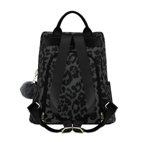 Image of ALAZA Grey Black Leopard Print Pattern Backpack Purse for Women Anti Theft Fashion Back Pack Shoulder Bag