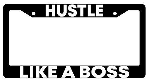 Dots Gifts Hustle Like A Boss Black Plastic License Plate Frame DG
