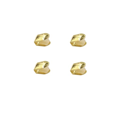 4 Pieces Grillz Gold Grills for Your Tooth False Tooth 18K Gold Plated Grillz Mouth Teen Tooth Grills Single Tooth Rock Hat Hip Hop Style Tooth Grill Hat Crown Party Rapper Vampire Halloween Jewelry for Men and Women (Gold)