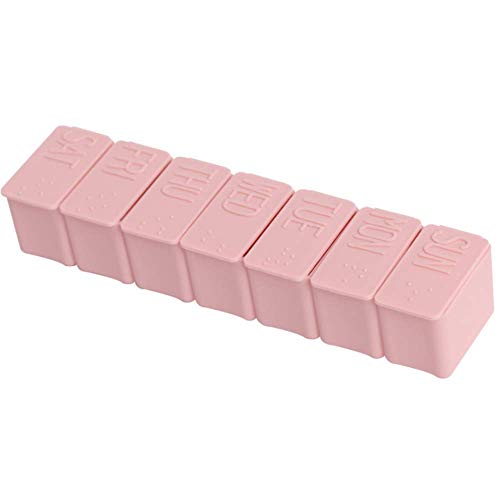 Fhupoy Tablettenbox 7 Tage Aufbewahrung Reisen Pillendose Leicht Zu Öffnen für Reise Draussen 13 * 3.1 * 2.3cm Rosa Cover